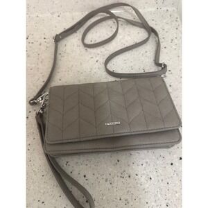 NUOKU Taupe Chevron Quilted Crossbody Wallet Wristlet Bag Mens